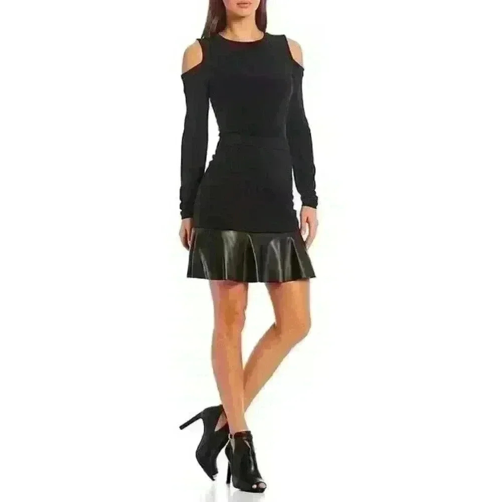 NEW MICHAEL Michael Kors Women's XL Mixed-Media Flare Skirt In Cordovan NWT $98 - Picture 5 of 6
